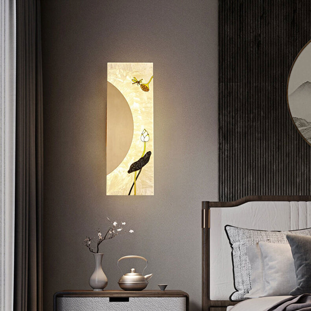 Nouveau style chinois applique murale LED design ultra-mince en cuivre complet 