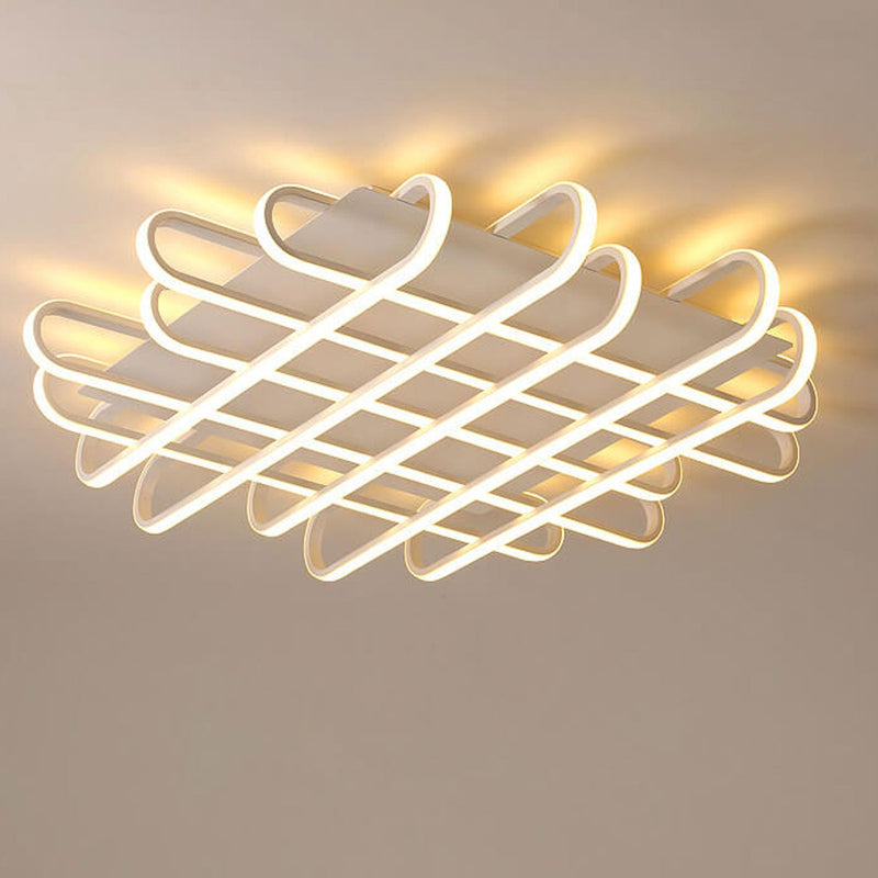 Modern Minimalist Braided Rectangle LED Flush Mount Ceiling Light