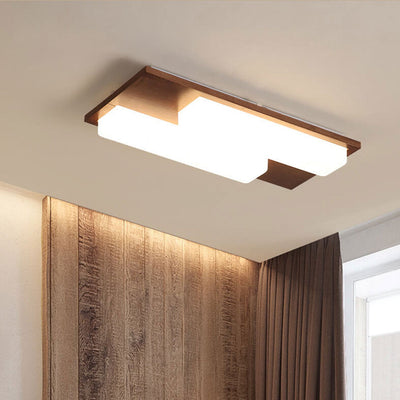 Nordic Creative Walnut Acrylic Rectangular LED Flush Mount Ceiling Light