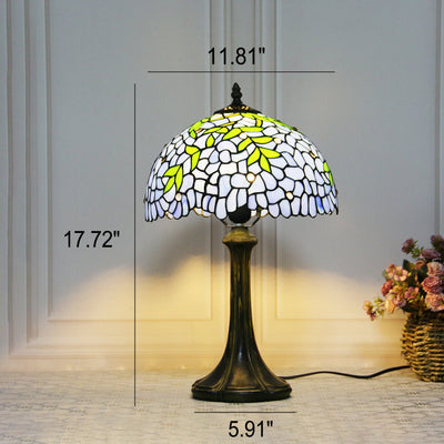 Tiffany Violet Flower Stained Glass 1-Light Table Lamp