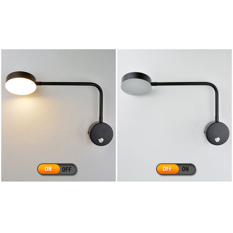 Moderne, minimalistische, einfarbige LED-Wandleuchte mit drehbarem Schalter 
