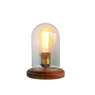 Lampe de table à 1 lumière en verre d'art en bois rétro industriel moderne 