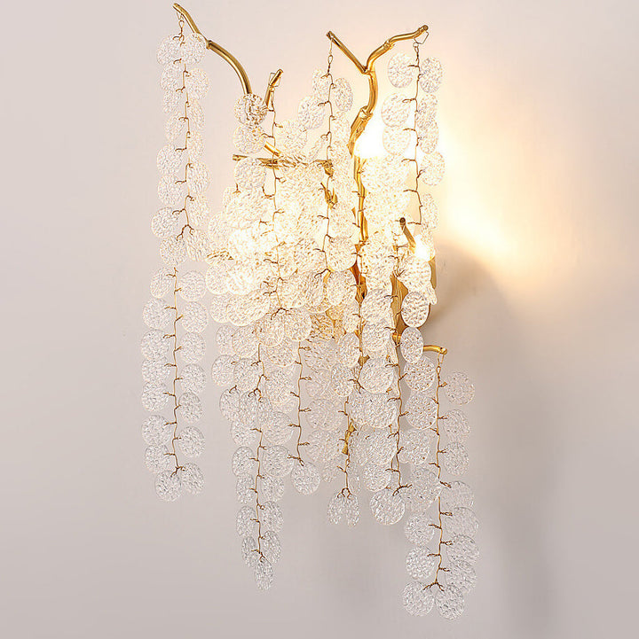 Zeitgenössische kreative Geld Baum Zweig Aluminium Glas 3-Licht Wandleuchte Lampe für Schlafzimmer 