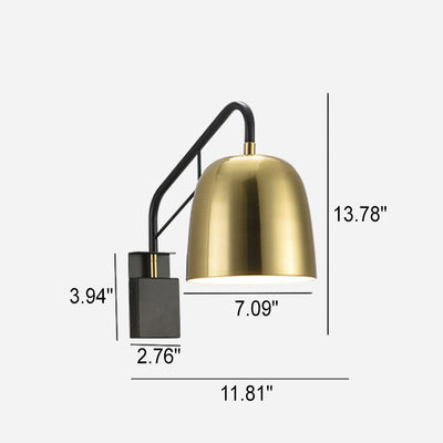 Nordic Minimalist Gold Dome Rotatable 1-Light Wall Sconce Lamp