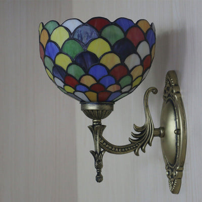 Tiffany Stained Dot Glass 1-Light Wall Sconce Lamp