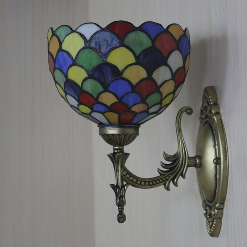 Tiffany Stained Dot Glass 1-Light Wall Sconce Lamp