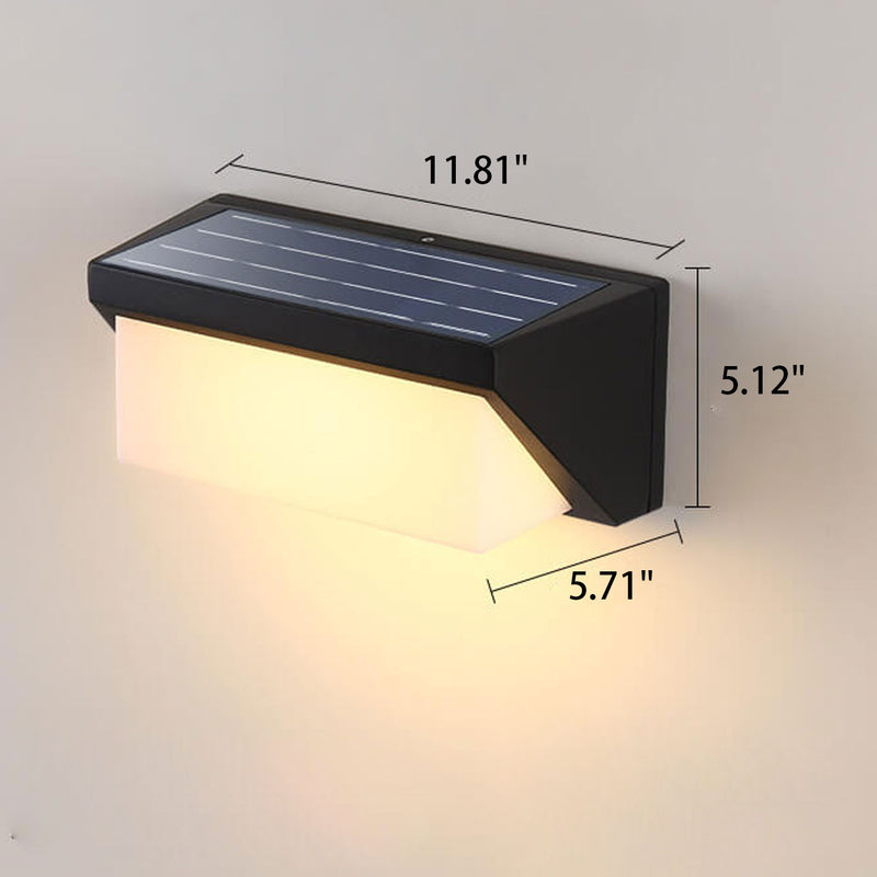 Moderne wasserdichte LED-Wandleuchte mit quadratischer Solargeometrie im Freien