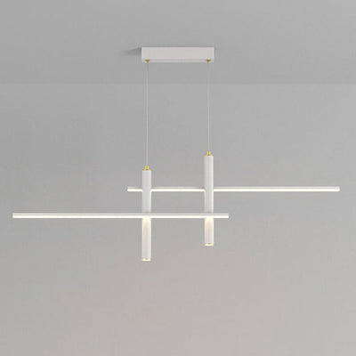 Modern Minimalist Horizontal and Vertical Strips Interleaved Design Island Light LED Chandelier