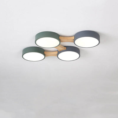 Modern Macaron Circle 3/4/5/8 Light LED Flush Mount Ceiling Light