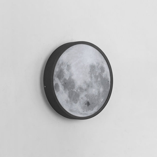 Modern Outdoor Moon Round Waterproof Wall Sconce Lamp