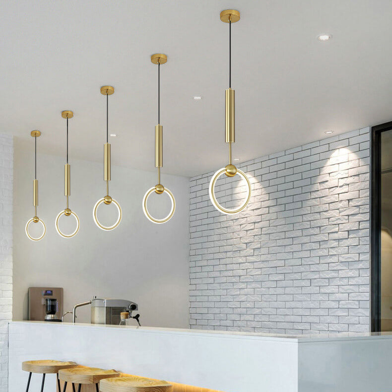 Nordic Luxury Gold Circle Ring LED Pendant Light