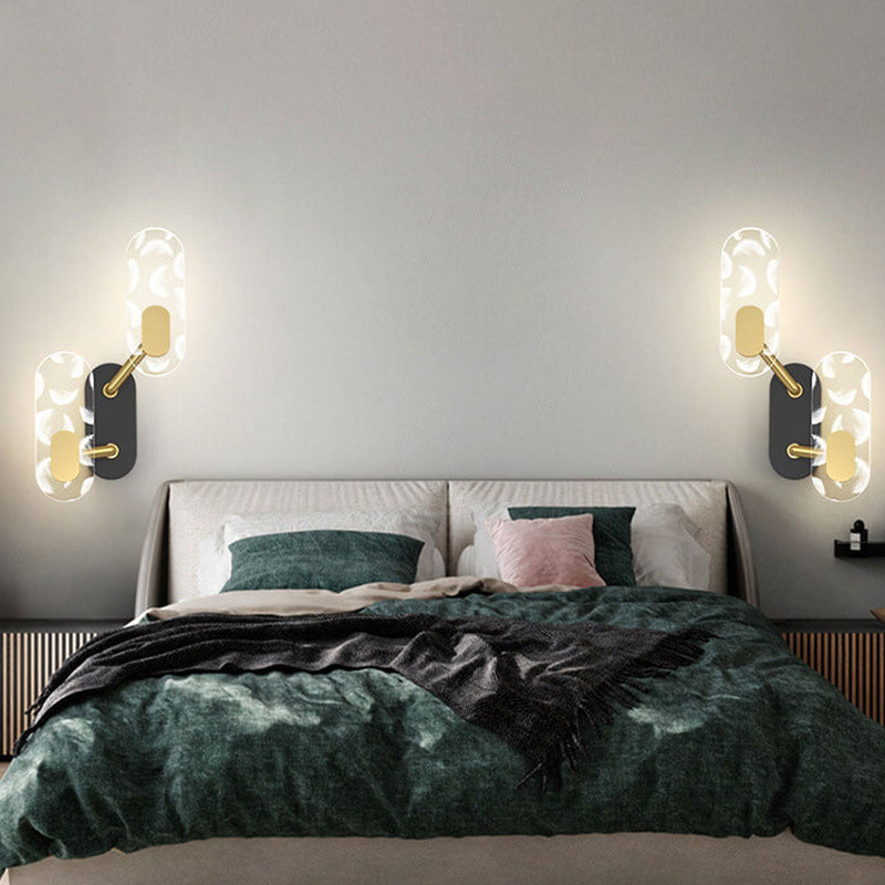 مصباح حائط LED حديث إبداعي بحلقة أكريليك باللون الأسود والذهب 