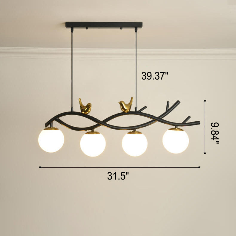 Einfacher Kronleuchter mit 4 Lichtern im nordischen kreativen Vogeldesign 