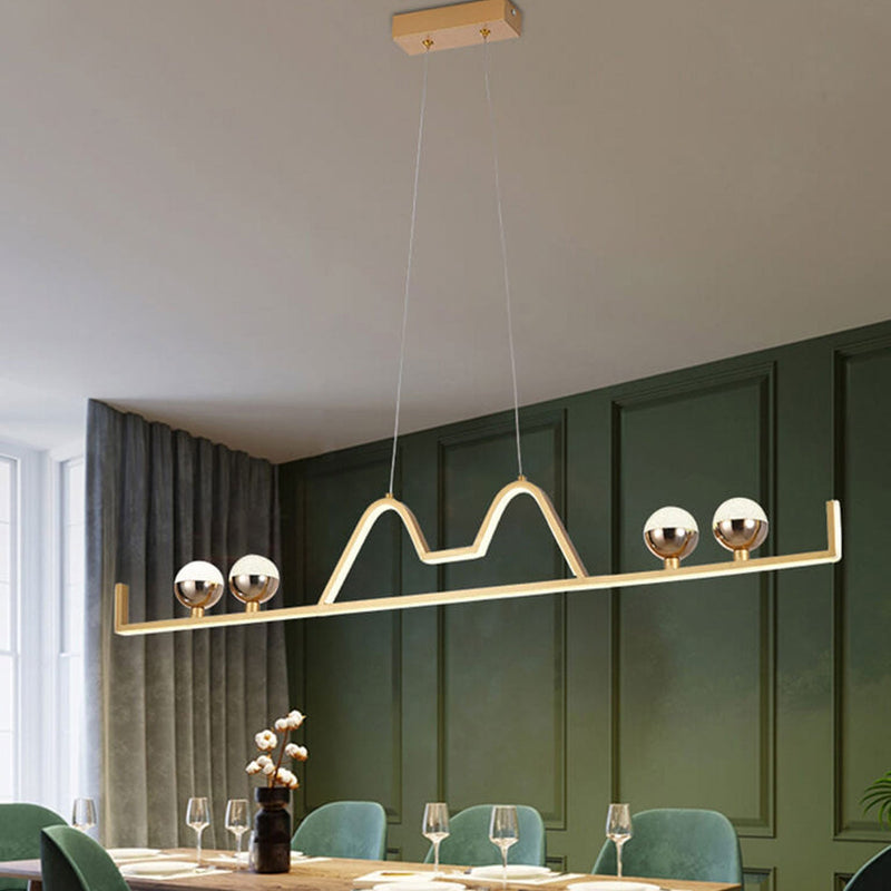 Nordic Light Luxury Long Bar Decorative Silicone LED Island Light Chandelier