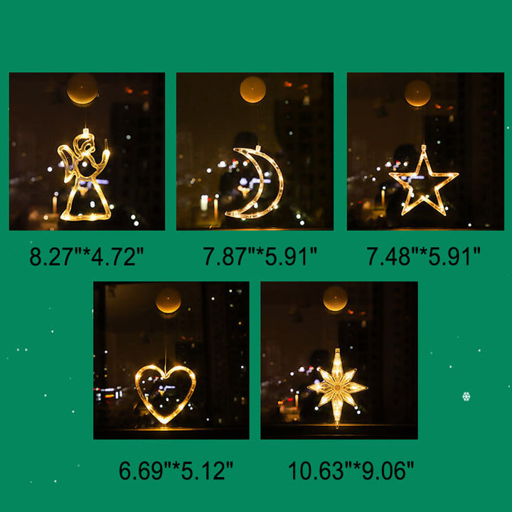 LED Weihnachtsbeleuchtung Weihnachtsmann Schneemann Form Fenster Saugnapf Dekoration Lichter 