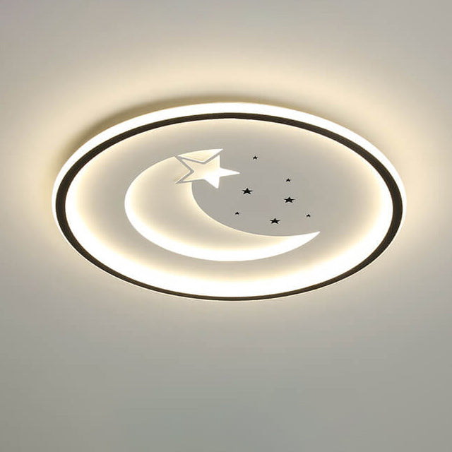 Nordic Minimalist Moon Circle Ring Slim LED Flush Mount Ceiling Light