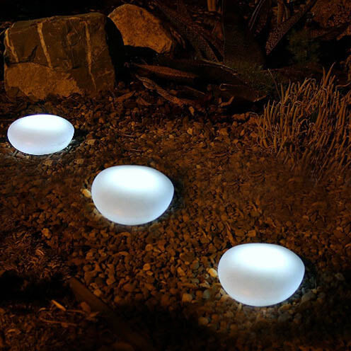 Lumière de Paysage Extérieure LED en Verre Sablé ABS Solar Pebble 