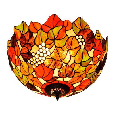 Europäische Vintage rustikale Tiffany-Buntglas-Eisen-5-Licht-Unterputzbeleuchtung