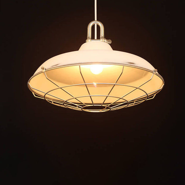 Vintage Industrial Iron Plating Dome Cage 1-Light Pendant Light