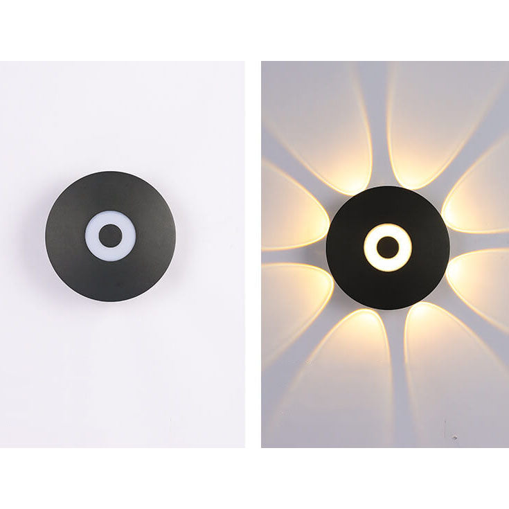 Modern Black Round Aluminum Indoor Outdoor Waterproof LED Wall Sconce Lamp
