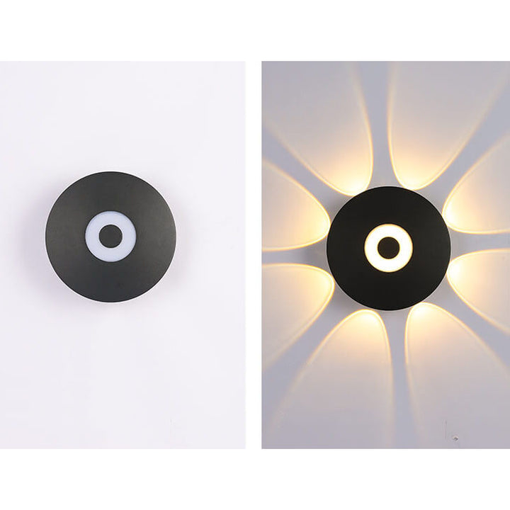 Modern Black Round Aluminum Indoor Outdoor Waterproof LED Wall Sconce Lamp