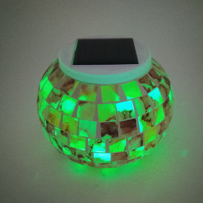 Zeitgenössische kreative wasserdichte Solar-LED-Dekoleuchte für den Außenbereich aus Mosaikglas in runder Glasform für Terrasse 