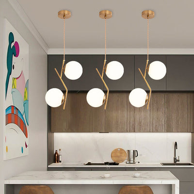 Modern Minimalist Glass 2-Light Island Light Chandelier