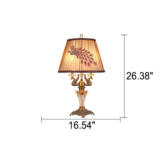 Lampe de table moderne avec abat-jour en tissu de luxe, base en cristal, 3/4 lumières 