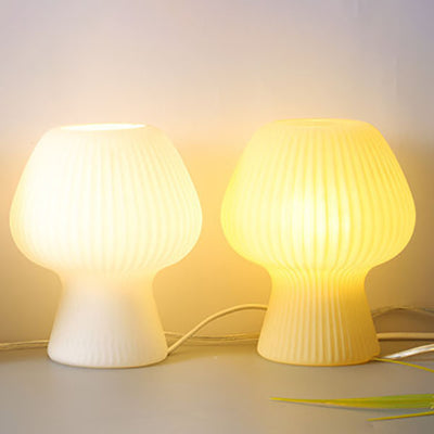 Modern Minimalist Mushroom 1-Light Glass Table Lamp For Bedside