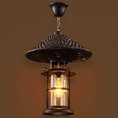 Vintage Industrial Bucket Hat Lantern 1-Light Pendant Light