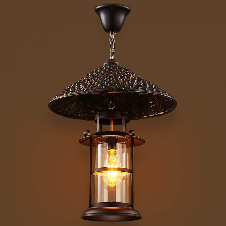Vintage Industrial Bucket Hat Lantern 1-Light Pendant Light
