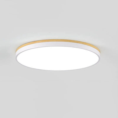 Plafonnier LED rond en bois massif nordique simple 