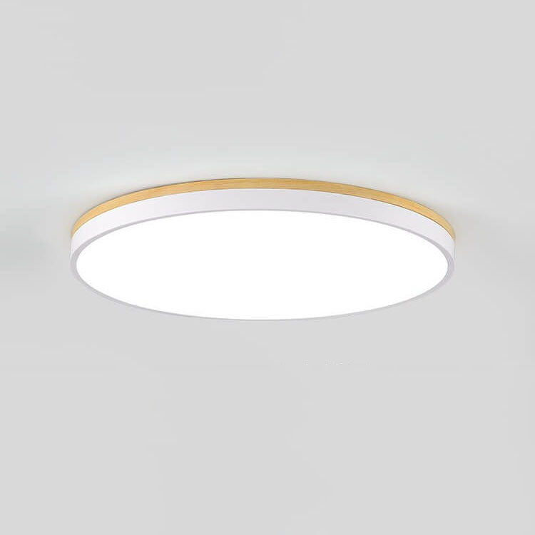 Nordic Simple Solid Wood Round LED Flush Mount Ceiling Light