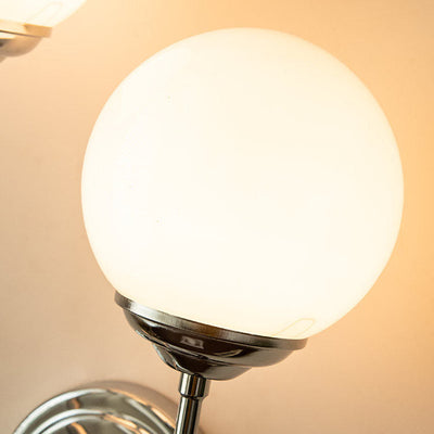 Vintage Chrome Iron Glass Ball 2-Light Table Lamp