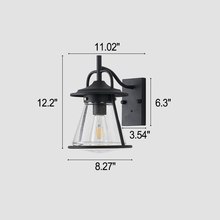 Waterproof Glass Cone Shade 1-Light Outdoor Wall Sconce Lamp