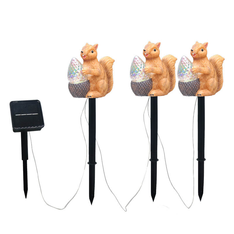 Contemporary Creative Resin Squirrel LED Solar Waterproof Lawn Landscape Insert Light For Outdoor Patio