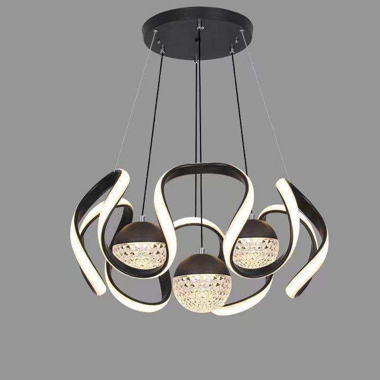 Nordic Creative Orb Twisted Lines Island Light  LED Chandelier