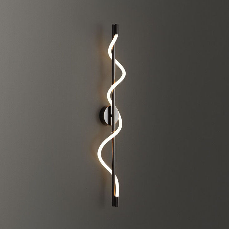 Modern Minimalist Copper-Plated Iron Twist Curve Long Bar Copper LED Wall Sconce Lamp For Living Room