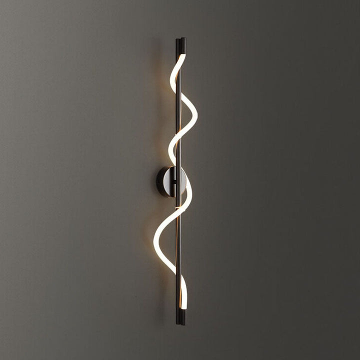Modern Minimalist Copper-Plated Iron Twist Curve Long Bar Copper LED Wall Sconce Lamp For Living Room
