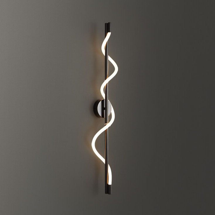 Modern Minimalist Twist Curve Long Bar Copper LED Wall Sconce Lamp