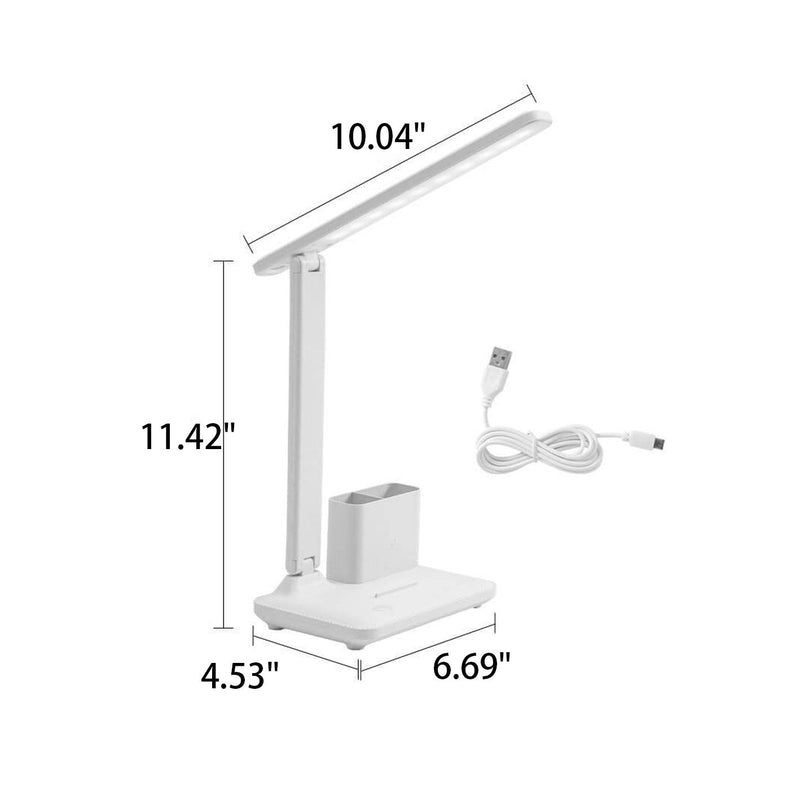 Lampe de bureau LED de lecture avec protection des yeux USB et porte-stylo pliable simple 