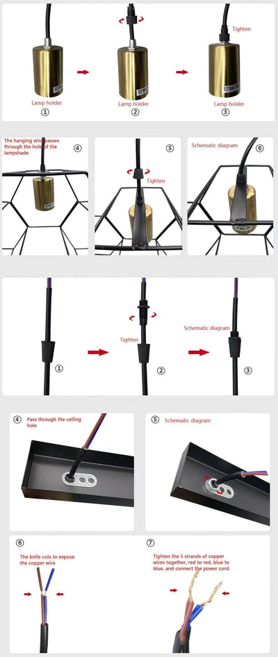 Lustre moderne de style mi-siècle avec cadre en fer polygonal géométrique à 3/5 lumières pour salon 