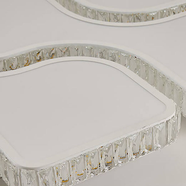 Contemporary Luxury Rectangular PC Iron Crystal LED Flush Mount Light For Living Room &amp; Bedroom