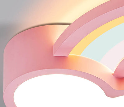 Childlike Cartoon Rainbow Cloud Design LED Flush Mount Light