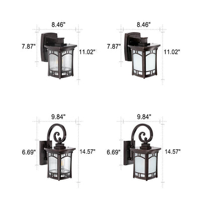 Modern Square Aluminum Glass Carved 1-Light Outdoor Waterproof Wall Sconce Lamp