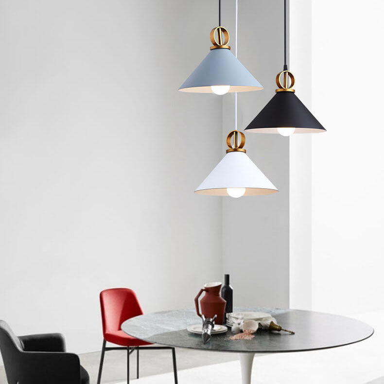 Suspension lumineuse en aluminium couleur macaron moderne à 1 lumière 