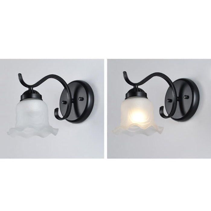 Contemporary Retro Rustic Iron Glass 1-Light Wall Sconce Lamp