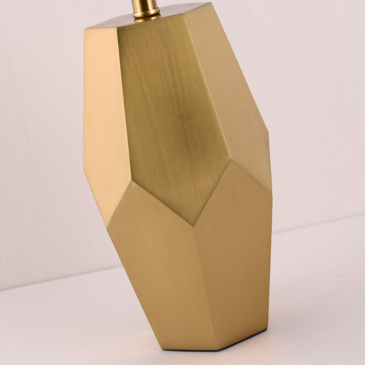 Lampe de table à 1 lumière à base géométrique en métal et tissu artistique de luxe