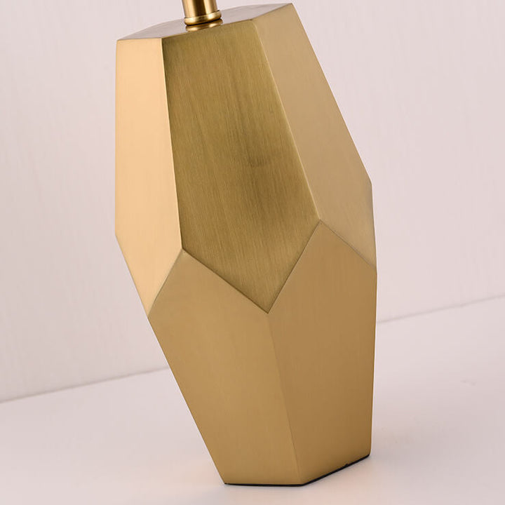 Lampe de table à 1 lumière à base géométrique en métal et tissu artistique de luxe