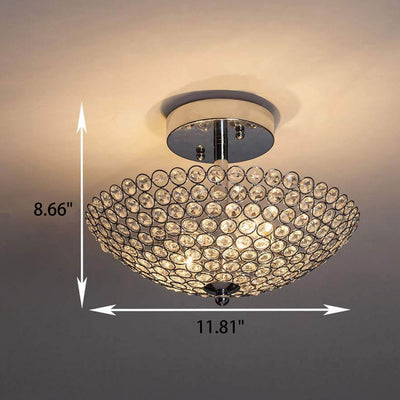 Modern Minimalist Half Circle Crystal 2-Light Chandelier Flush Mount Ceiling Light